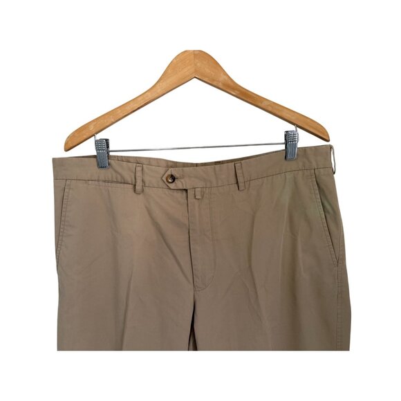 Faconnable Mens Beige Cotton Flat-Front Casual Pants Size 38 - Picture 4 of 10